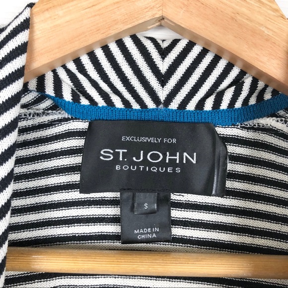 St. John Striped Cascading Open Front Cardigan - Picture 5 of 7